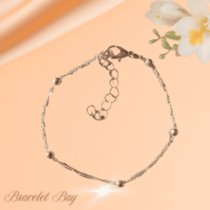 Delicate Gold Tone Bracelet with Curled Chain & Five Mini Spheres – Adjustable 17.5–22.5 cm Lightweight Accessory