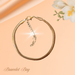 Gold Tone Flat Snake Chain Bracelet – 18.5–23.5 cm Adjustable 3mm Wide Lightweight Jewellery