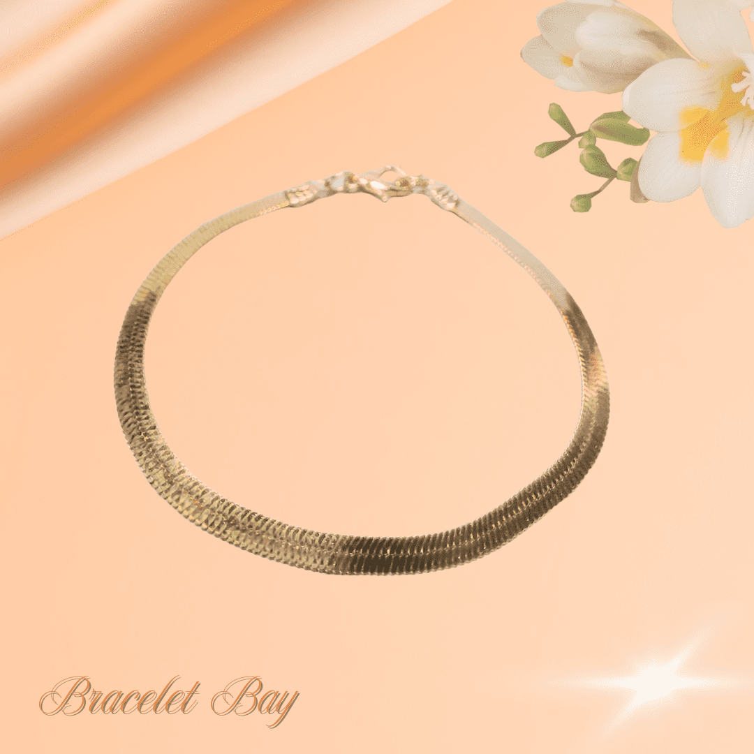 Gold Tone Flat Chain Bracelet – 18.5–23.5 cm Adjustable 3mm Wide Lightweight Jewellery