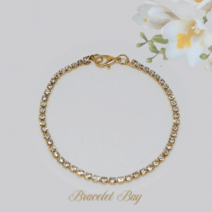 Aurélie – Delicate Gold Tone Zirconia Tennis Bracelet, 1.5 mm Stones, Adjustable 18.5 cm, Elegant Everyday Jewellery