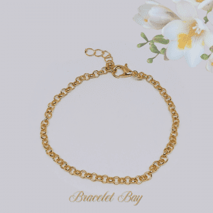 Ann – 3D Interlocking Chain Bracelet in Gold Tone, Adjustable 18 + 5 cm, Lightweight Everyday Wear