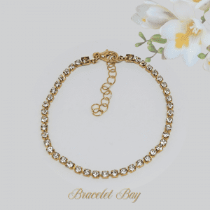 Amy - Delicate Gold Zirconia Tennis Bracelet – Adjustable 18+5cm Lightweight Elegant Jewellery