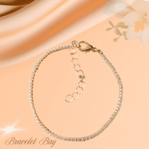 Delicate faux 1 mm zirconia gold tone bracelet - Elegant Sparkle Chain Bracelet