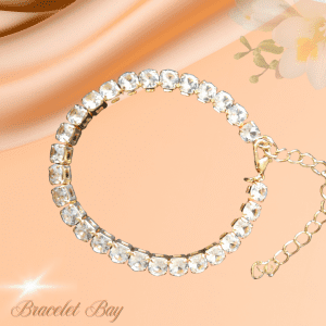 Minimalist faux circonia gold tone bracelet - Elegant Sparkle Chain Bracelet