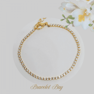 Ashley - Delicate Gold Tennis Bracelet with Fine Zirconia – Adjustable 17+5cm Lightweight Elegant Jewellery