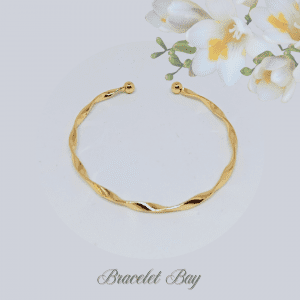 Brie – Gold Tone Twisted Open Cuff Bracelet, 2mm Wide