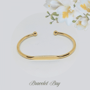 Blanca – Gold Tone Flat Top Open Cuff Bracelet, 2mm Wide
