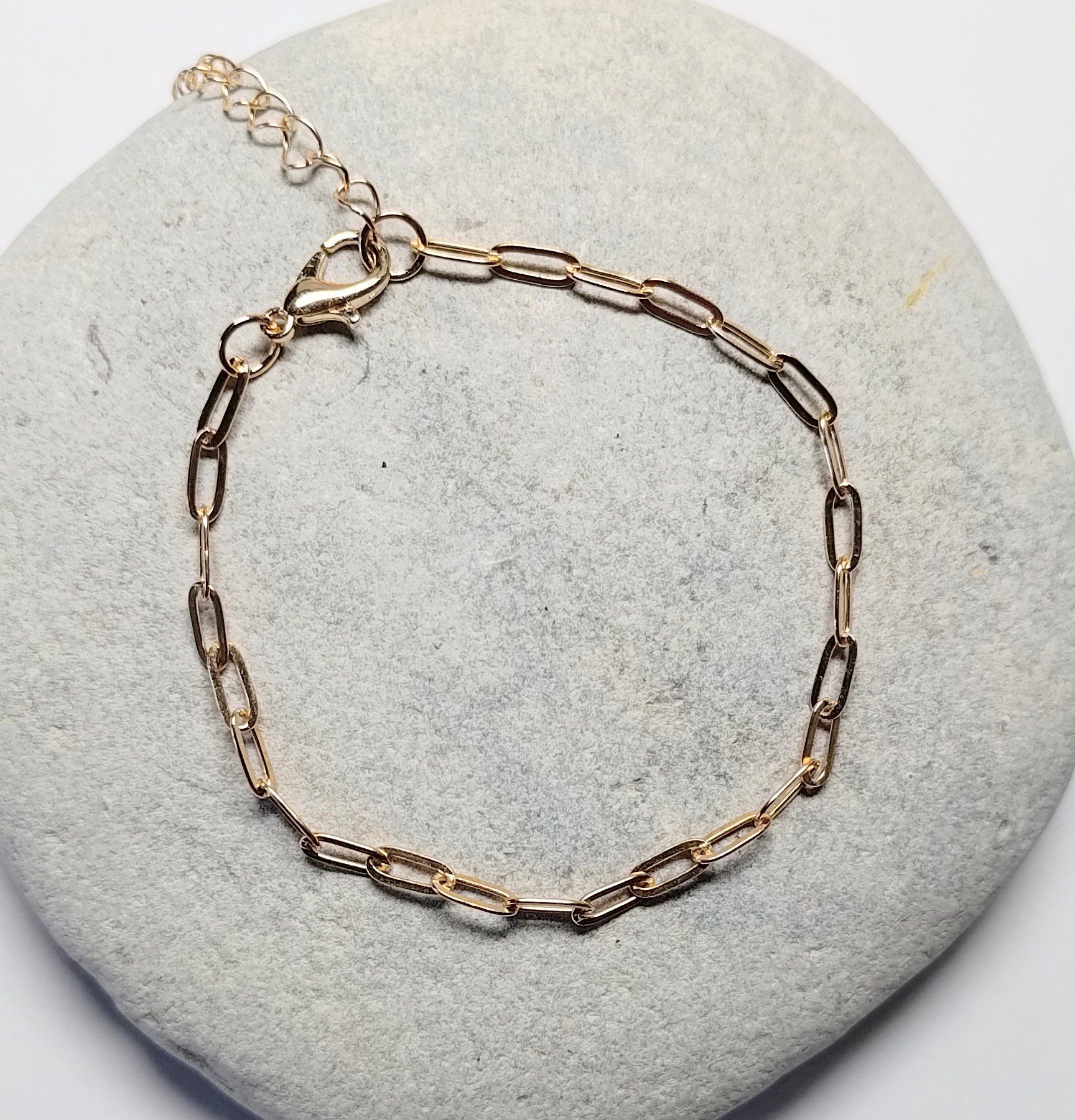 Adria - Delicate 2mm Gold Paperclip Chain Bracelet – Adjustable 17.5+5cm Lightweight Everyday Jewellery - Image 3