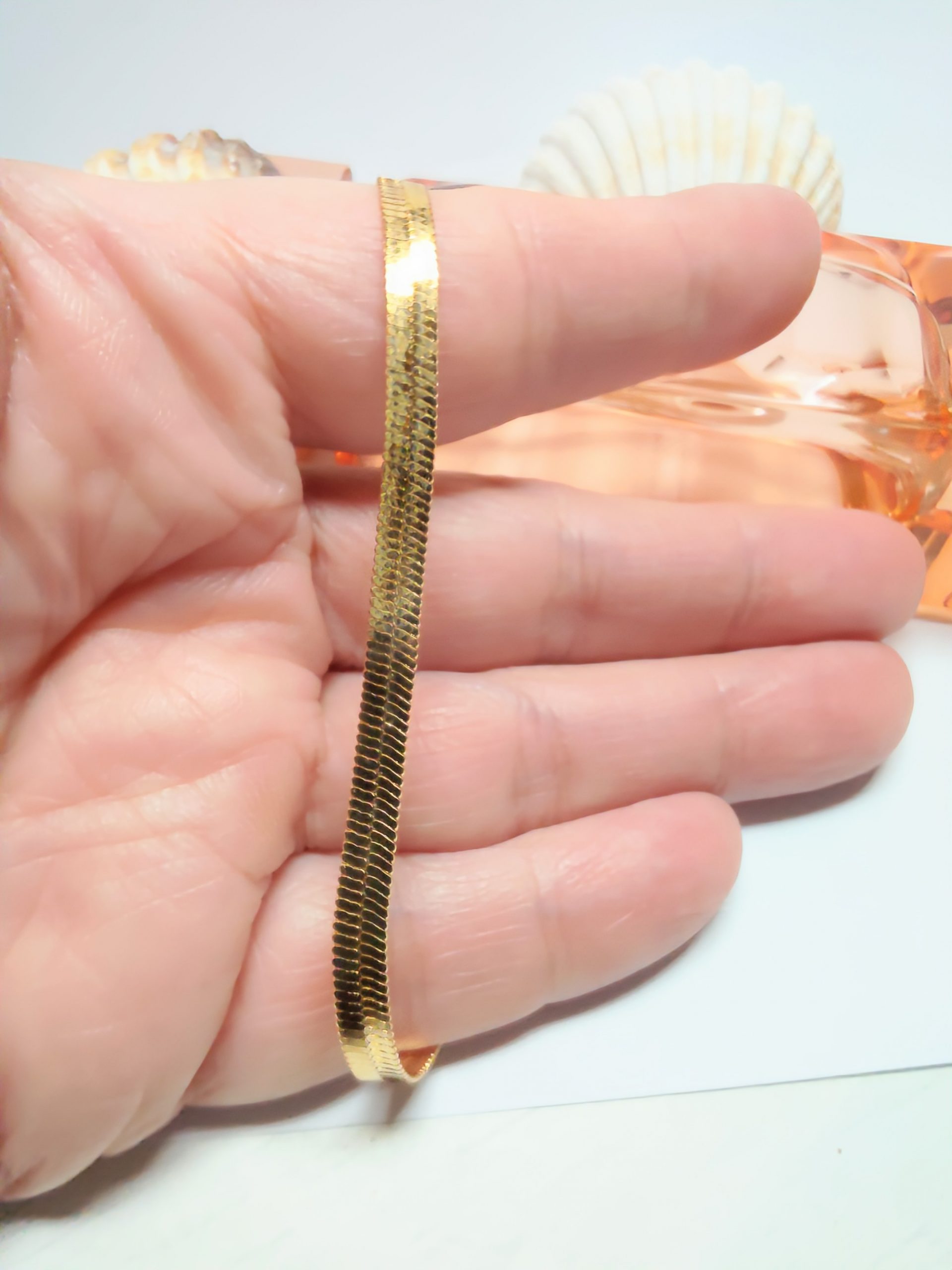 Gold Tone Flat Chain Bracelet – 18.5–23.5 cm Adjustable 3mm Wide Lightweight Jewellery - Image 4