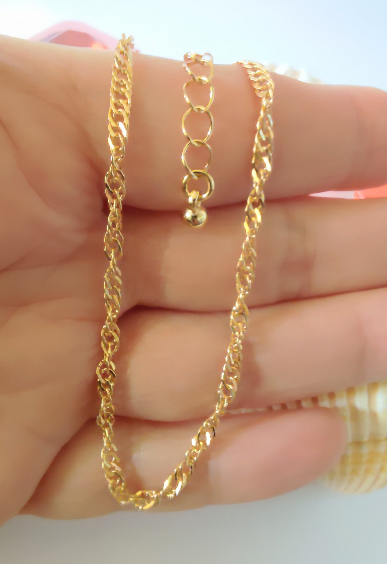 Gold Tone Chain Anklet – Minimal, Adjustable and Timeless Ankle Bracelet/Anklet - Image 4