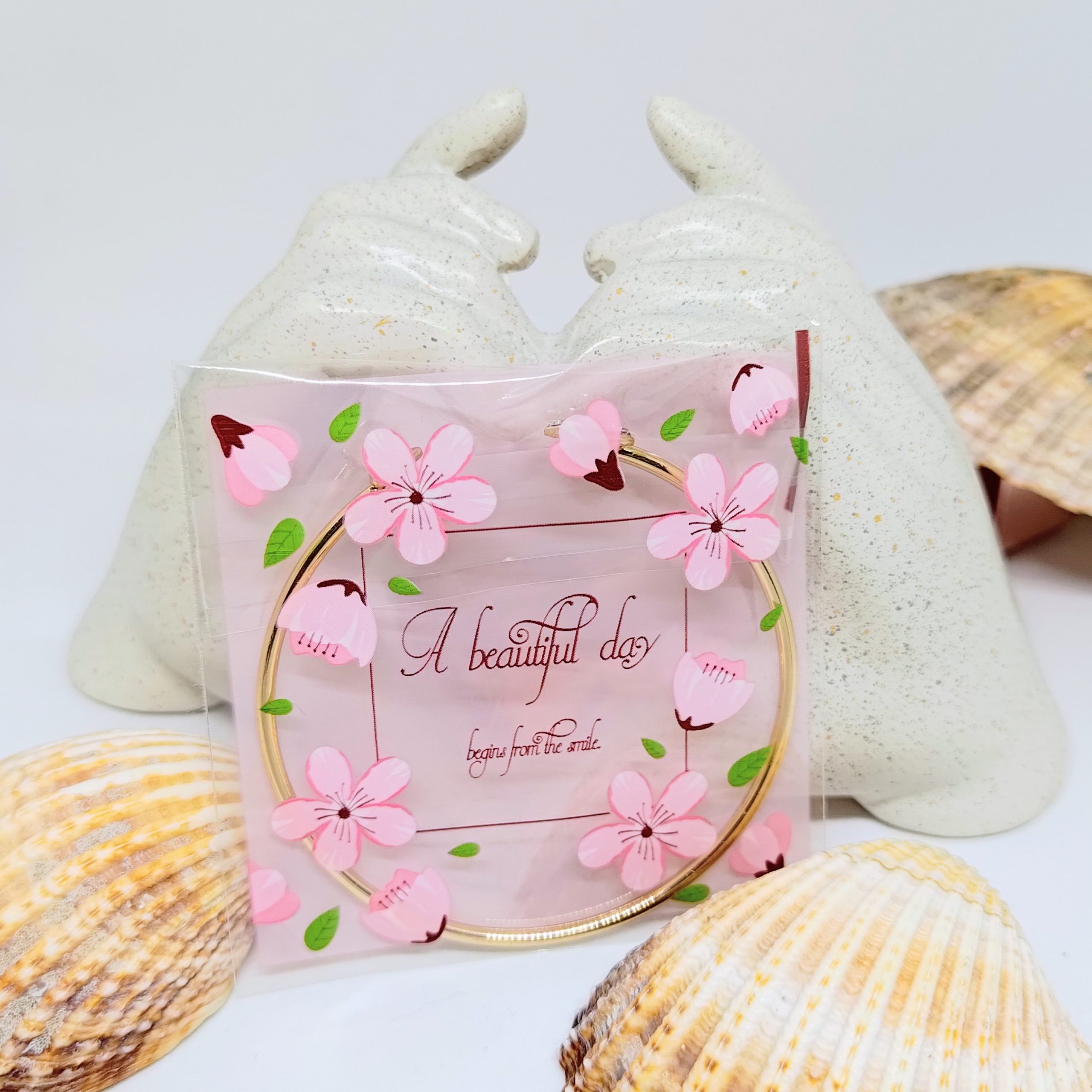 Bonnie – Gold Tone Slim Open Cuff Bracelet with Two Hearts, Wired Design, 18cm Inner Circumference - Image 4