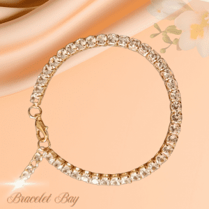 Delicate faux Zirconia gold tone bracelet - Elegant Sparkle Chain Bracelet